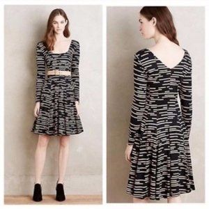 nwot anthropologie hd in paris saraid dress jersey black tan stripe dress xs
